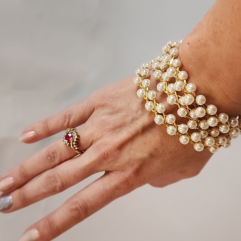 Vintage Gold and Pearl Braided Necklace - Picture 7 of 7